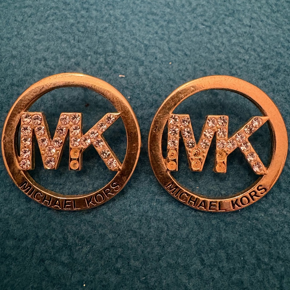 Michael Kors Gold Circle Logo Earrings